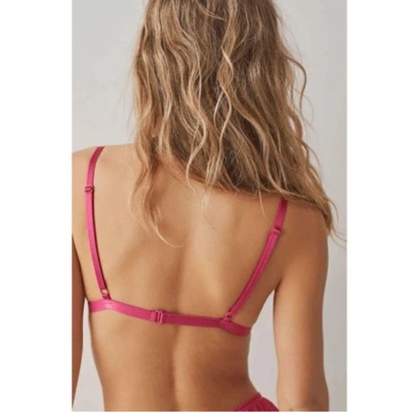 NWOT Free People Bright Eyes Romantic Coquette Sheer Lace Bralette in Hot Pink - Picture 4 of 7